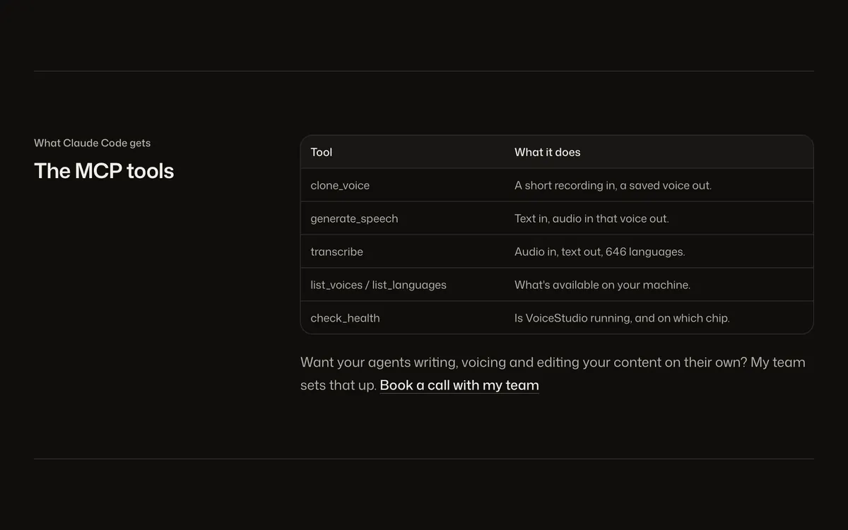 VoiceStudio MCP tools available to Claude Code.