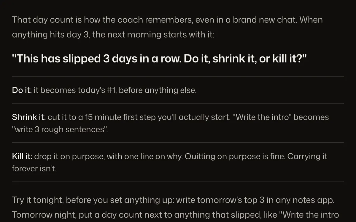 Daily accountability coach templates.